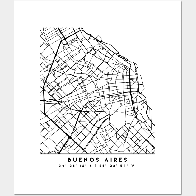 BUENOS AIRES ARGENTINA BLACK CITY STREET MAP ART Wall Art by deificusArt